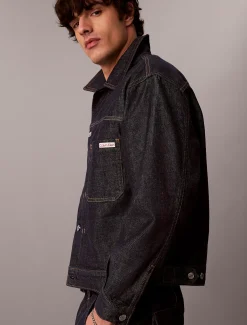 Geplooid denim truckerjack