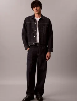 Geplooid denim truckerjack