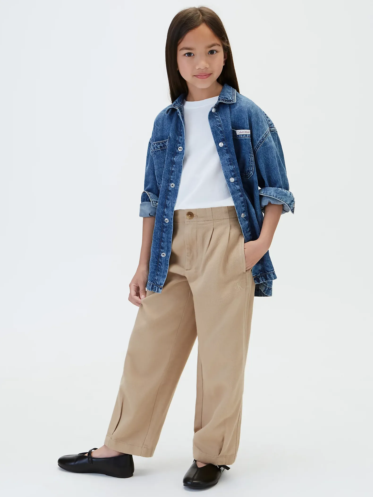 Geplooide kinderbroek van twill