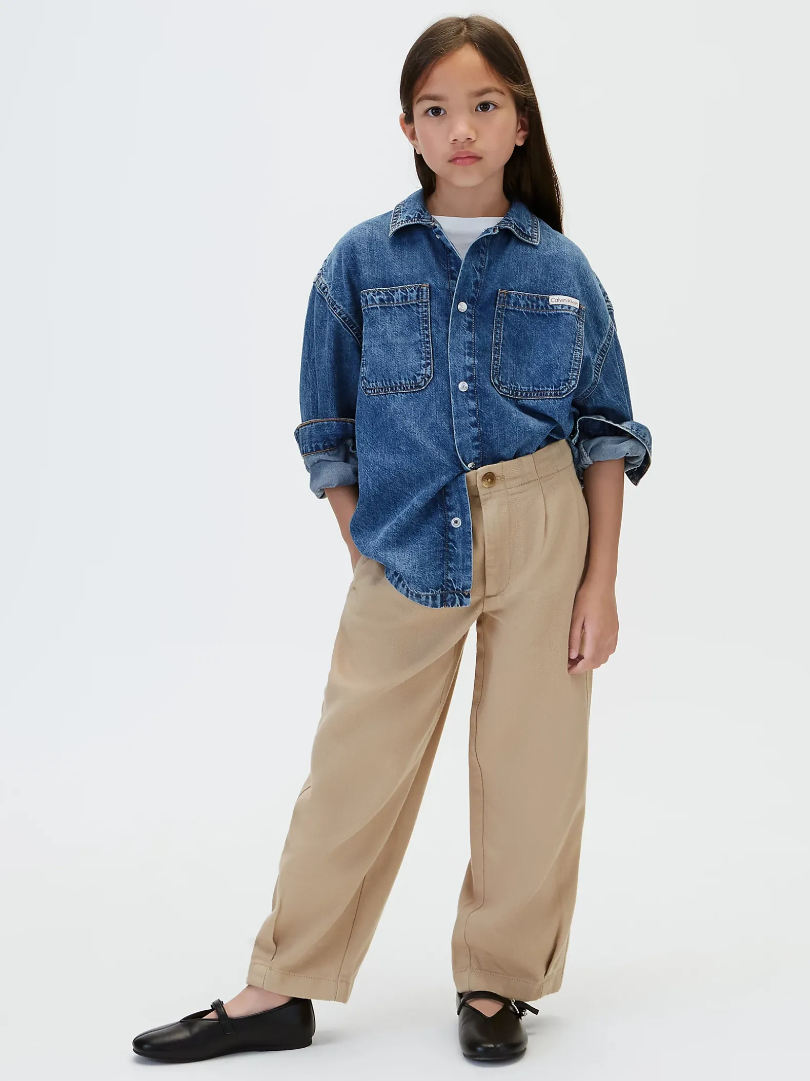 Geplooide kinderbroek van twill