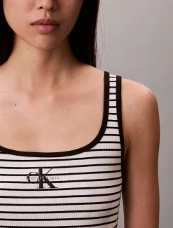Geribbelde tanktop met ronde hals