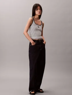 Geribbelde tanktop met ronde hals