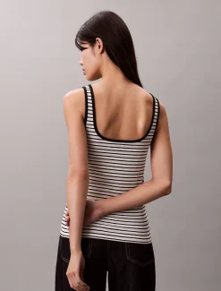 Geribbelde tanktop met ronde hals