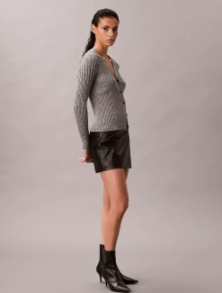 Geribbeld katoenen mouliné vest