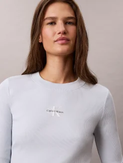 Geribbeld T-shirt voor baby's met lange mouwen en monologo