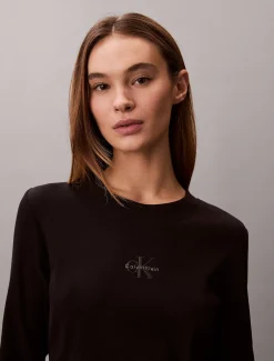 Geribbeld T-shirt voor baby's met lange mouwen en monologo