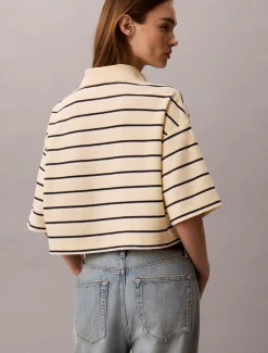 Gestreept cropped boxy poloshirt
