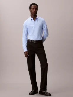 Gestreept overhemd van poplinkatoen met slim fit
