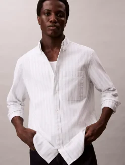Gestreept Oxford klassiek button-down overhemd
