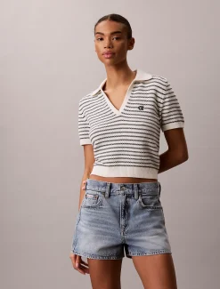 Gestreept poloshirt met stiksel