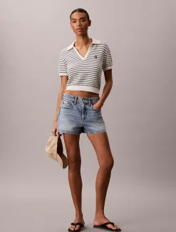 Gestreept poloshirt met stiksel