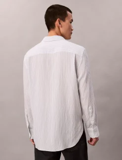 Gestreept relaxed button-down overhemd van viscosemix