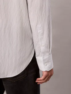 Gestreept relaxed button-down overhemd van viscosemix