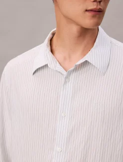 Gestreept relaxed button-down overhemd van viscosemix