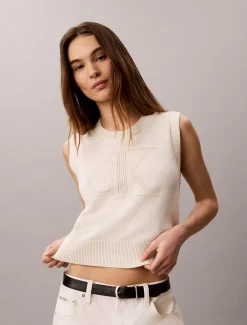 Getextureerde monogram tanktop