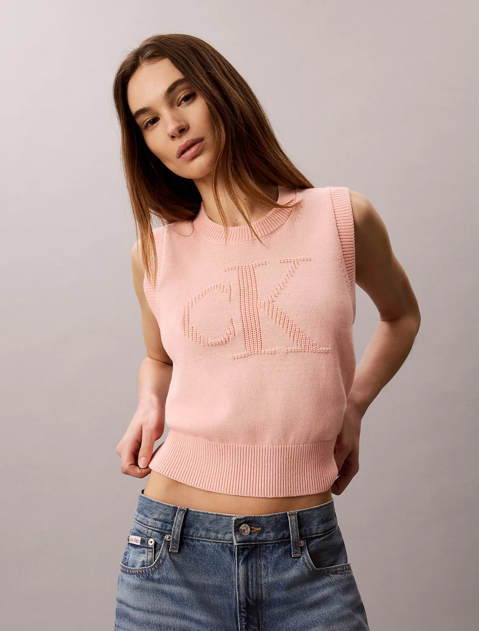 Getextureerde monogram tanktop