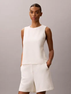 Getextureerde mouwloze top