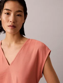 Getextureerde zachte twist midijurk met V-hals