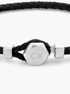 Gevlochten leren armband