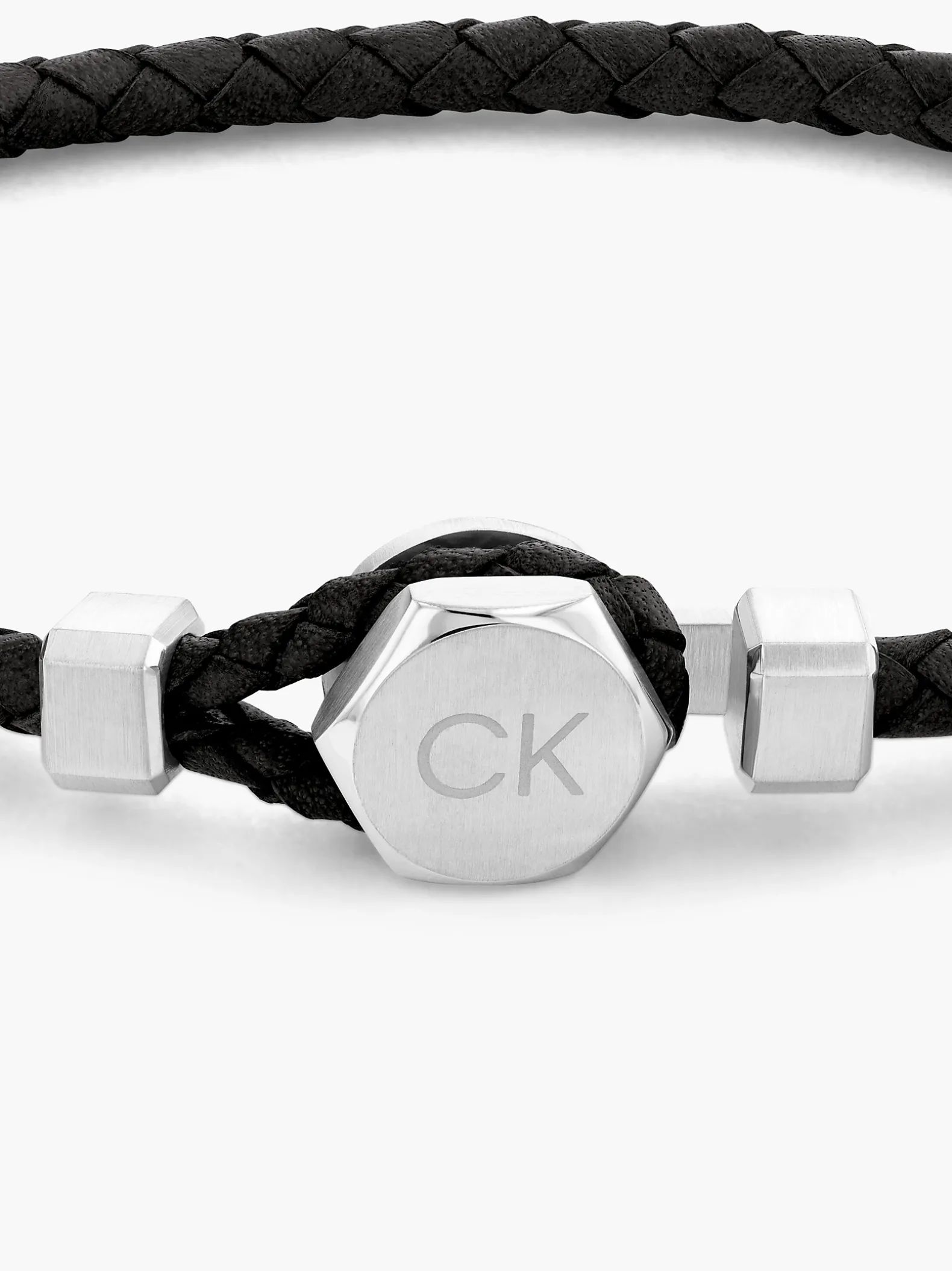 Gevlochten leren armband