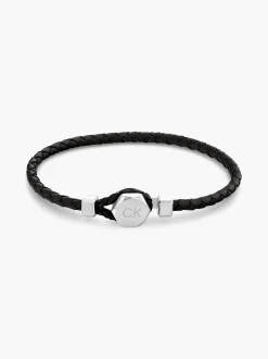 Gevlochten leren armband