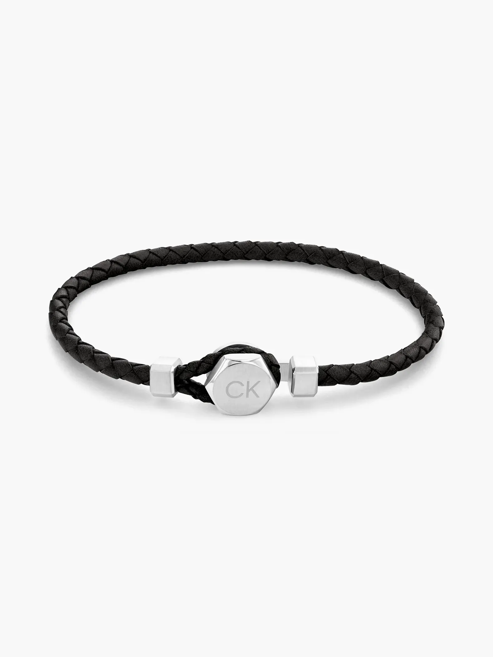 Gevlochten leren armband