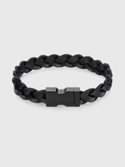 Gevlochten leren armband