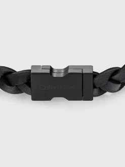 Gevlochten leren armband