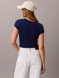 Geweven geribbeld T-shirt voor baby's met monologo
