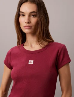 Geweven geribbeld T-shirt voor baby's met monologo