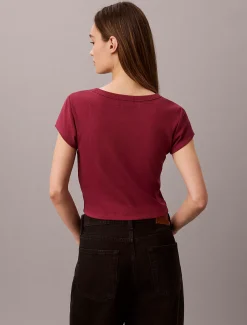 Geweven geribbeld T-shirt voor baby's met monologo