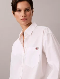 Geweven popeline button-down overhemd met monologo