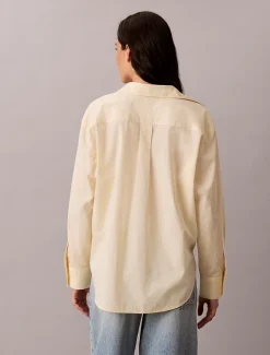 Geweven popeline button-down overhemd met monologo