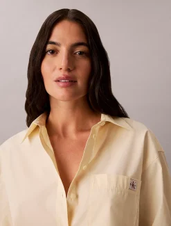 Geweven popeline button-down overhemd met monologo
