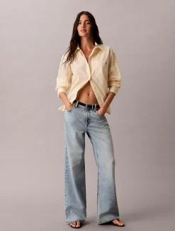 Geweven popeline button-down overhemd met monologo