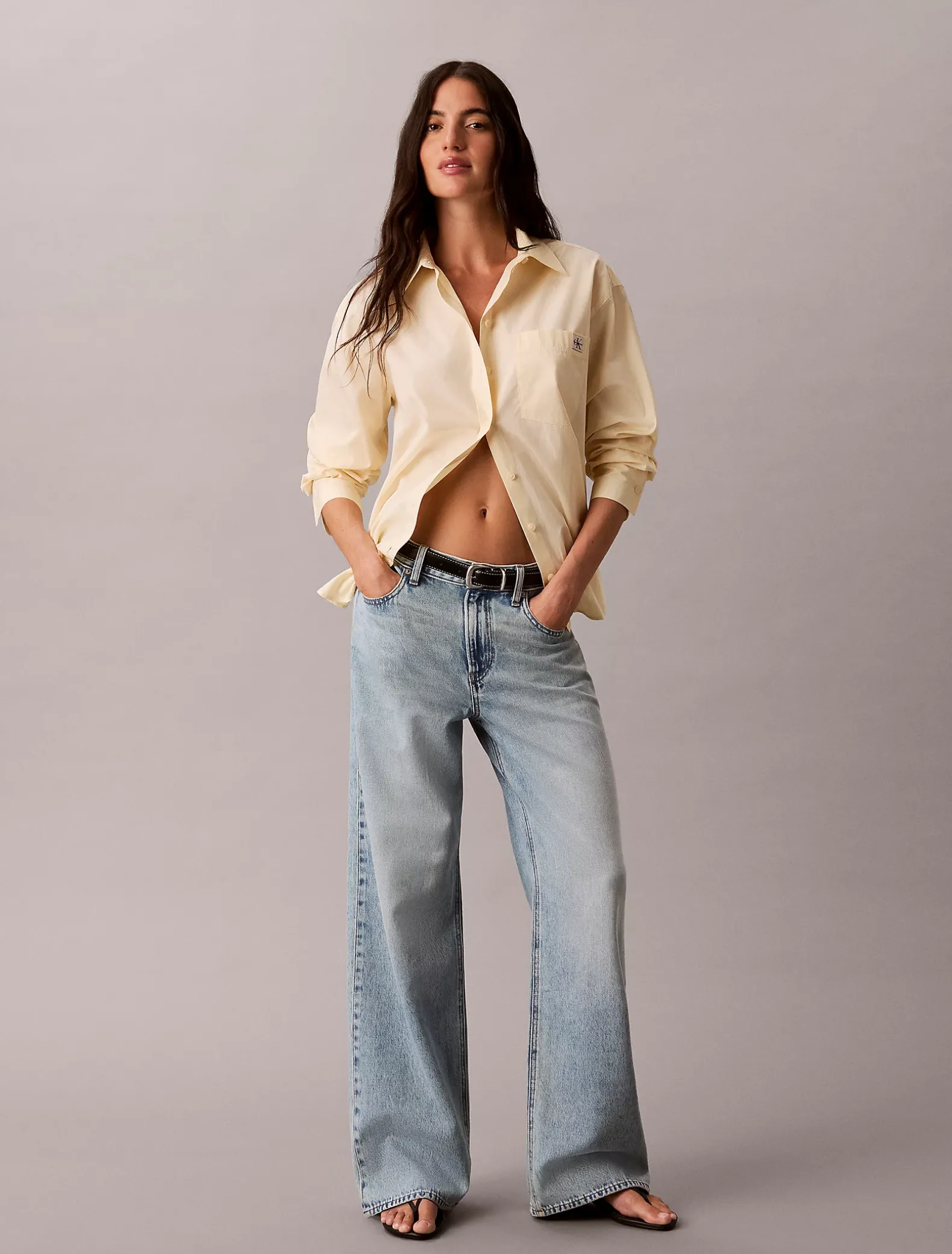 Geweven popeline button-down overhemd met monologo