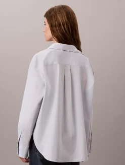 Geweven popeline button-down overhemd met monologo