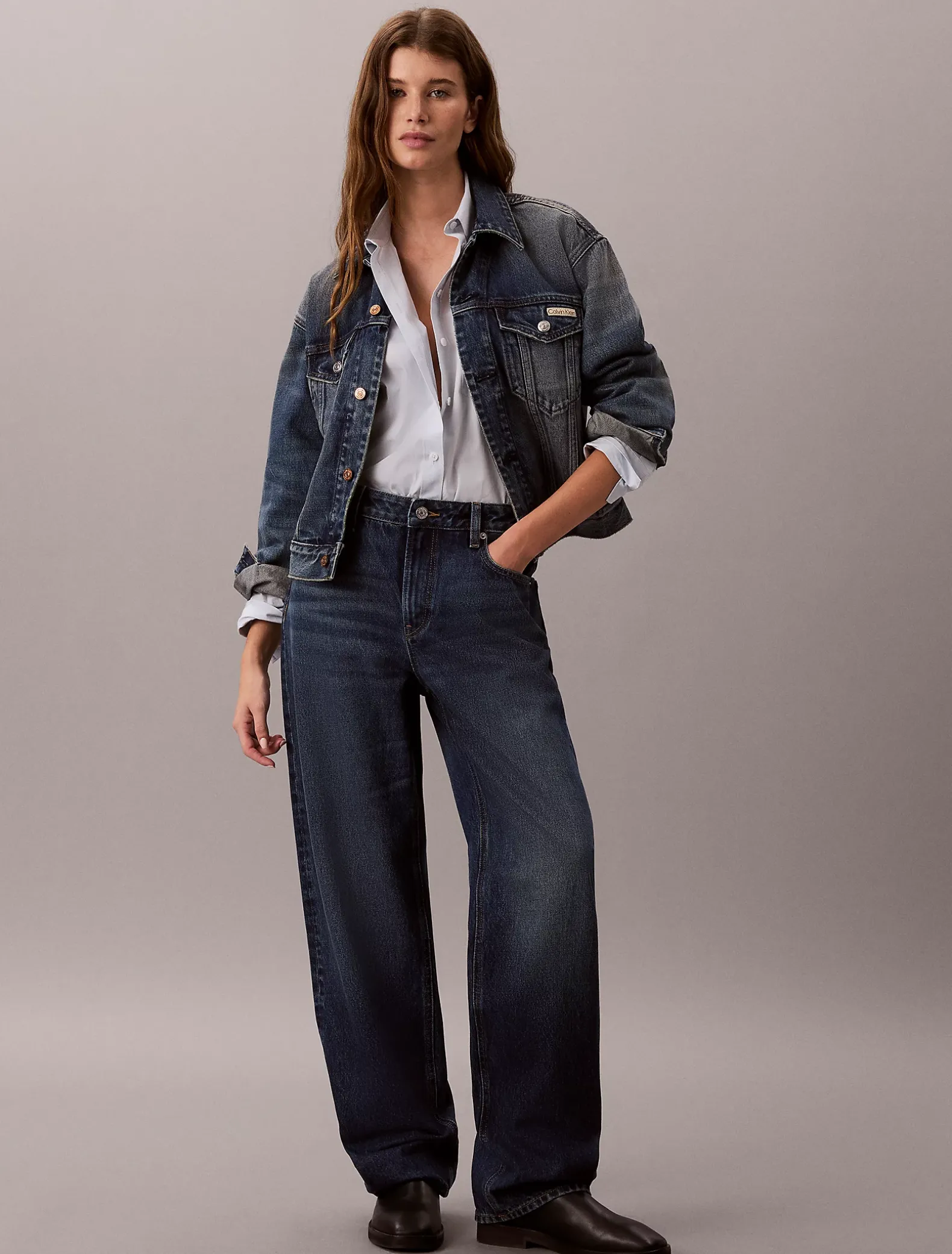 Geweven popeline button-down overhemd met monologo