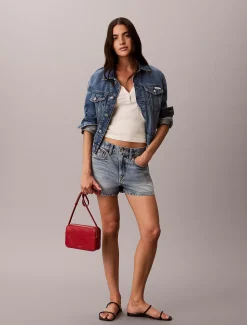 Glanzende crossbody fototas met folielogo