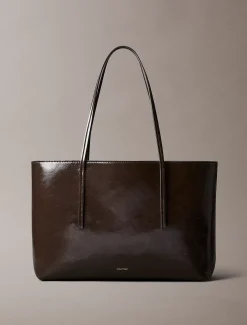 Glanzende tote bag met folielogo