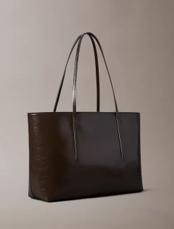 Glanzende tote bag met folielogo