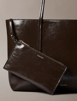Glanzende tote bag met folielogo
