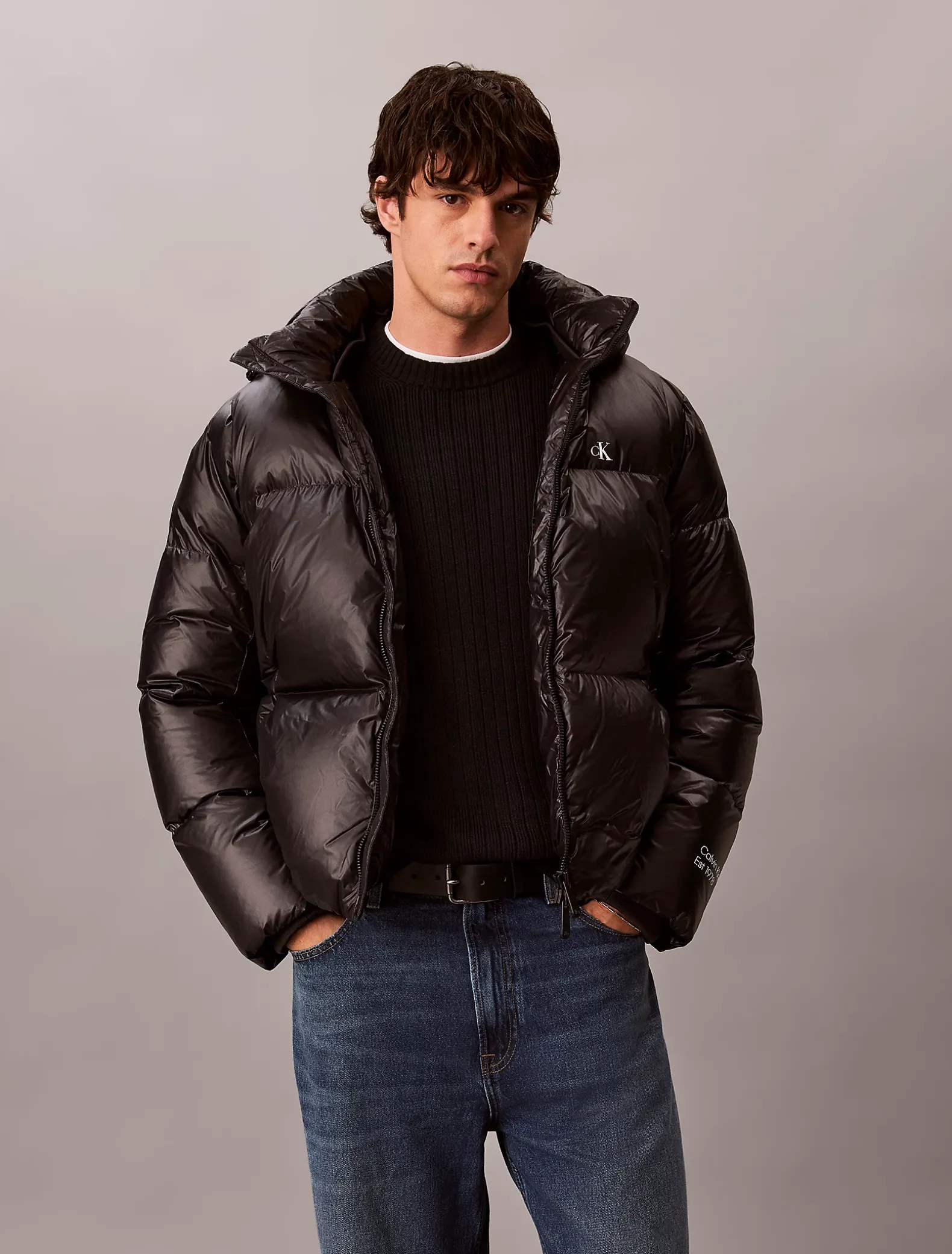 Glanzend nylon donzen pufferjack