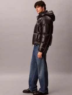 Glanzend nylon donzen pufferjack