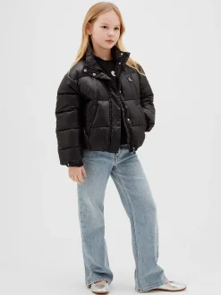 Glanzend nylon puffer jack