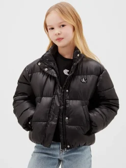 Glanzend nylon puffer jack