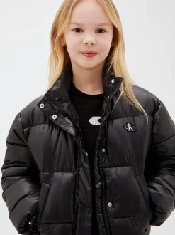 Glanzend nylon puffer jack