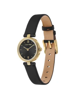 Gleam horloge met vergulde leren band