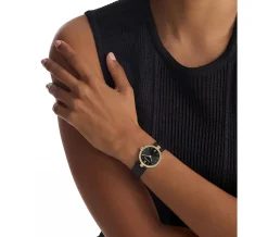 Gleam horloge met vergulde leren band