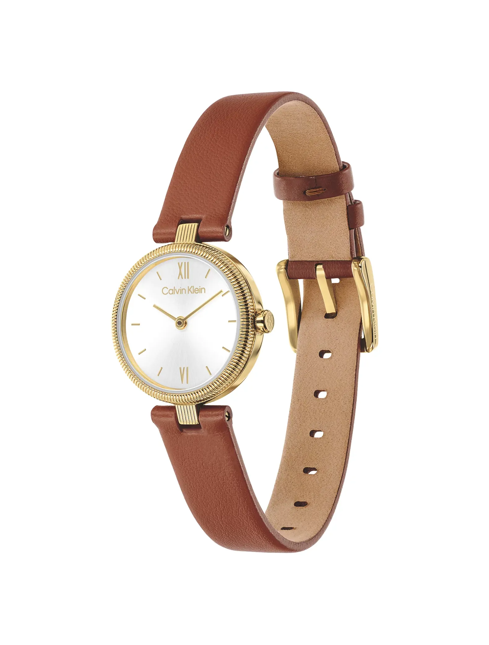 Gleam horloge met vergulde leren band